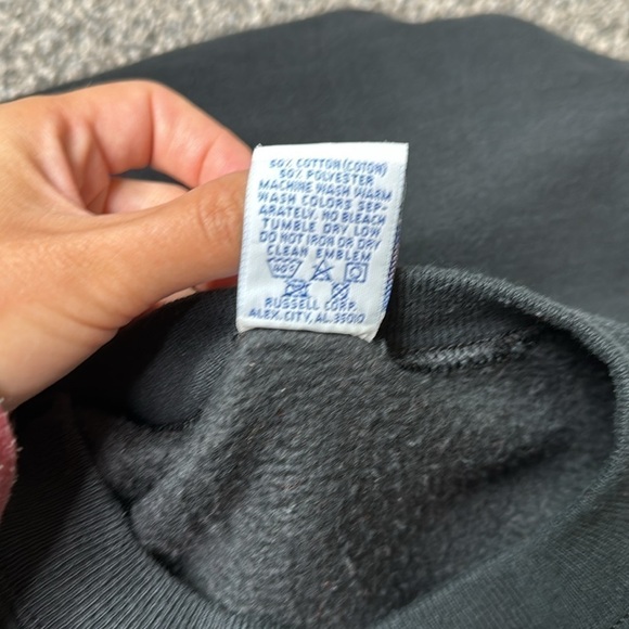 Vintage Cambridge Trojans Black High School Crewneck Sweatshirt 80s Large - Picture 8 of 9